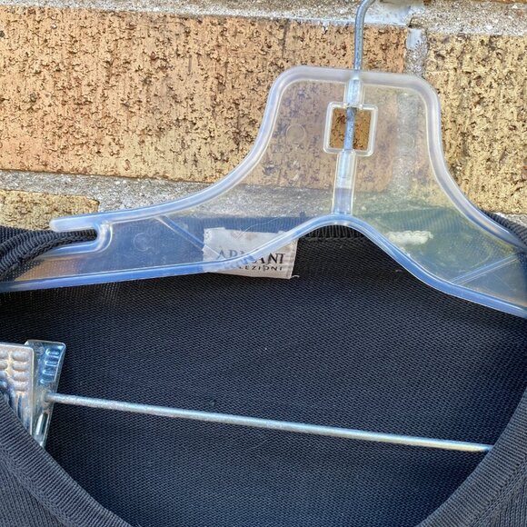 Vintage Armani Distressed Wide Neck T Shirt Large Black - Picture 2 of 3